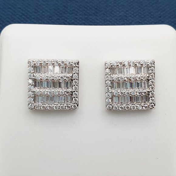 "925 Sterling Silver Plated CZ Earrings, EVBRS559 - Picture 1 of 11
